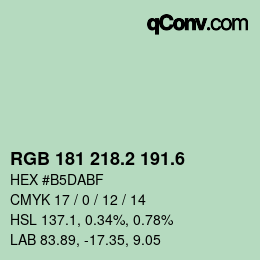カラーコード: RGB 181 218.2 191.6 | qconv.com