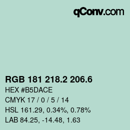 カラーコード: RGB 181 218.2 206.6 | qconv.com