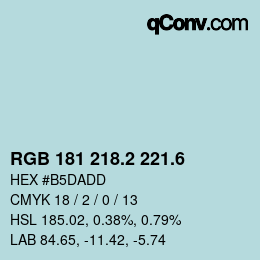 カラーコード: RGB 181 218.2 221.6 | qconv.com