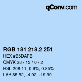 カラーコード: RGB 181 218.2 251 | qconv.com