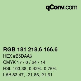 カラーコード: RGB 181 218.6 166.6 | qconv.com