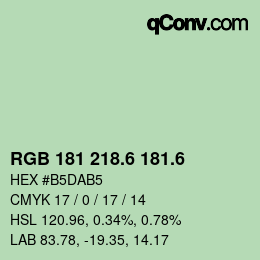 カラーコード: RGB 181 218.6 181.6 | qconv.com