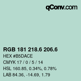 カラーコード: RGB 181 218.6 206.6 | qconv.com