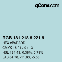 カラーコード: RGB 181 218.6 221.6 | qconv.com