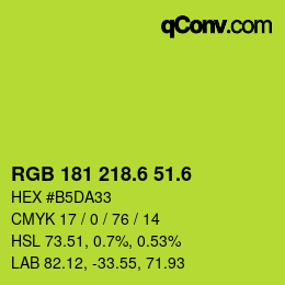 カラーコード: RGB 181 218.6 51.6 | qconv.com