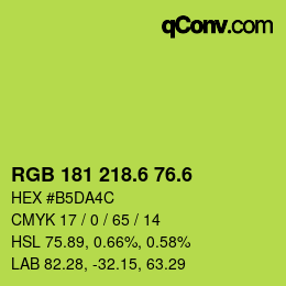 カラーコード: RGB 181 218.6 76.6 | qconv.com