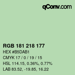 カラーコード: RGB 181 218 177 | qconv.com