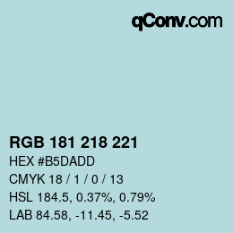 Color code: RGB 181 218 221 | qconv.com