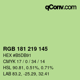 Color code: RGB 181 219 145 | qconv.com