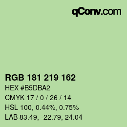 Color code: RGB 181 219 162 | qconv.com