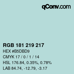 Color code: RGB 181 219 217 | qconv.com