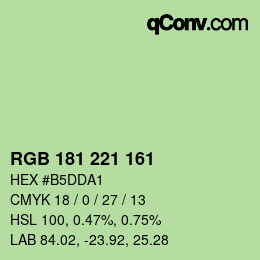 Color code: RGB 181 221 161 | qconv.com