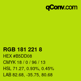 Color code: RGB 181 221 8 | qconv.com
