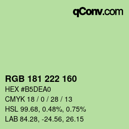 Color code: RGB 181 222 160 | qconv.com