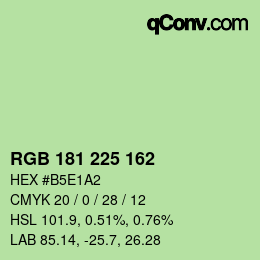 Color code: RGB 181 225 162 | qconv.com