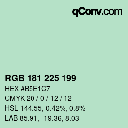 Color code: RGB 181 225 199 | qconv.com