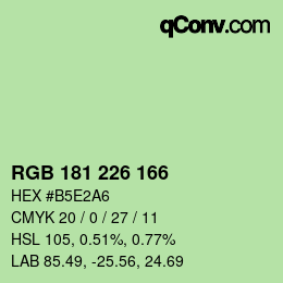 Color code: RGB 181 226 166 | qconv.com