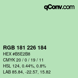 Color code: RGB 181 226 184 | qconv.com