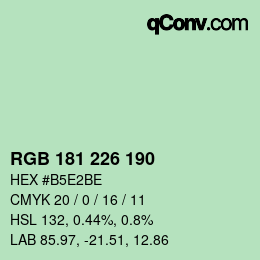 Color code: RGB 181 226 190 | qconv.com