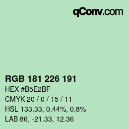 Color code: RGB 181 226 191 | qconv.com