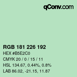 Color code: RGB 181 226 192 | qconv.com