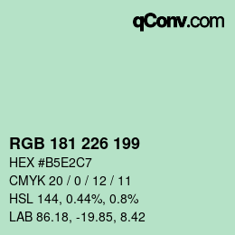 Código de color: RGB 181 226 199 | qconv.com