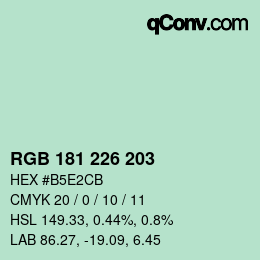 Color code: RGB 181 226 203 | qconv.com