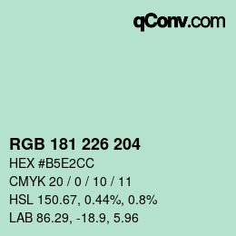 Color code: RGB 181 226 204 | qconv.com