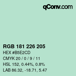 Código de color: RGB 181 226 205 | qconv.com
