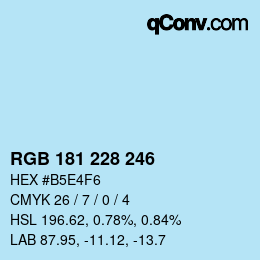 Color code: RGB 181 228 246 | qconv.com