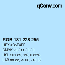 Color code: RGB 181 228 255 | qconv.com