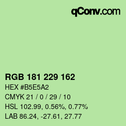Color code: RGB 181 229 162 | qconv.com