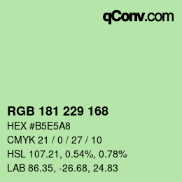 Color code: RGB 181 229 168 | qconv.com