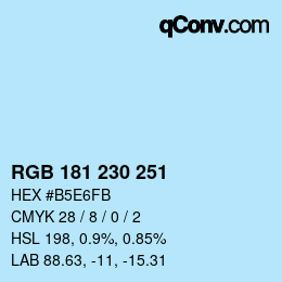 Color code: RGB 181 230 251 | qconv.com