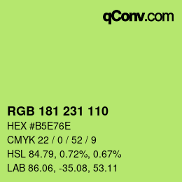 Color code: RGB 181 231 110 | qconv.com