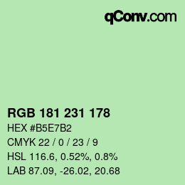 Color code: RGB 181 231 178 | qconv.com