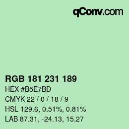 カラーコード: RGB 181 231 189 | qconv.com