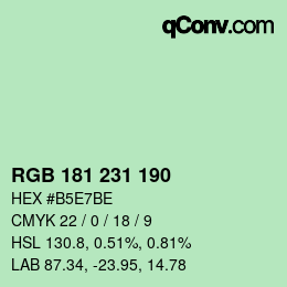 Color code: RGB 181 231 190 | qconv.com