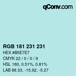 Color code: RGB 181 231 231 | qconv.com