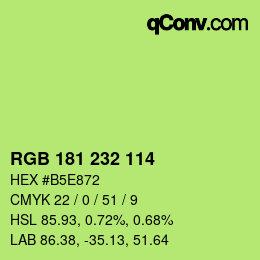 Color code: RGB 181 232 114 | qconv.com