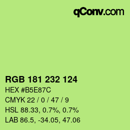 Color code: RGB 181 232 124 | qconv.com