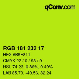 Color code: RGB 181 232 17 | qconv.com