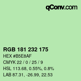 Color code: RGB 181 232 175 | qconv.com