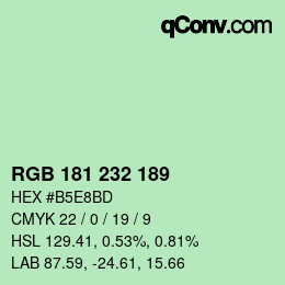 Color code: RGB 181 232 189 | qconv.com