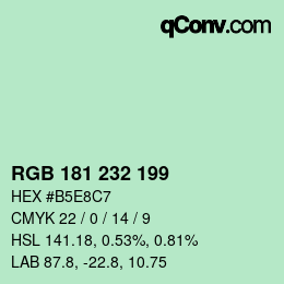 Color code: RGB 181 232 199 | qconv.com