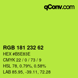 Color code: RGB 181 232 62 | qconv.com