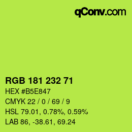 Color code: RGB 181 232 71 | qconv.com