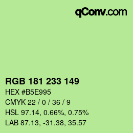 Color code: RGB 181 233 149 | qconv.com