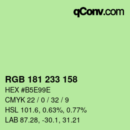 Color code: RGB 181 233 158 | qconv.com