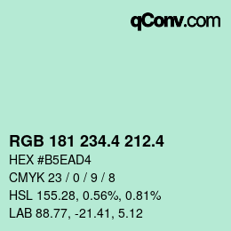カラーコード: RGB 181 234.4 212.4 | qconv.com